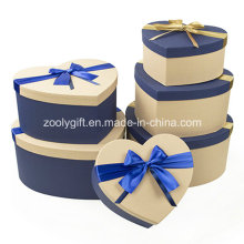 Hearted Shape Especial de papel con textura de colores coincidentes Gift Boxes de embalaje con Ribbon Bow